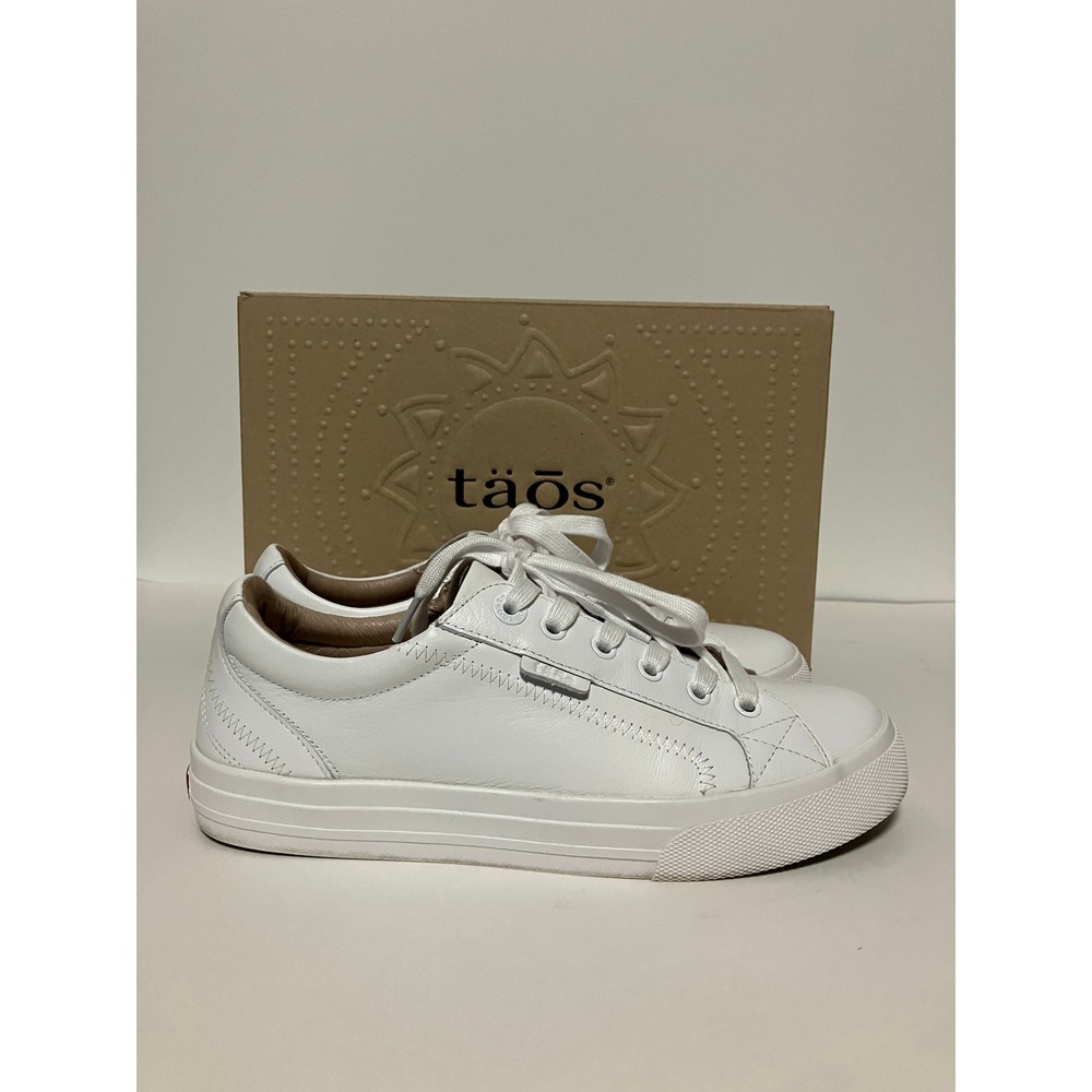 Taos Womens Plim Soul Lux Sneakers White Leather Minimalist Streetwear Size 8